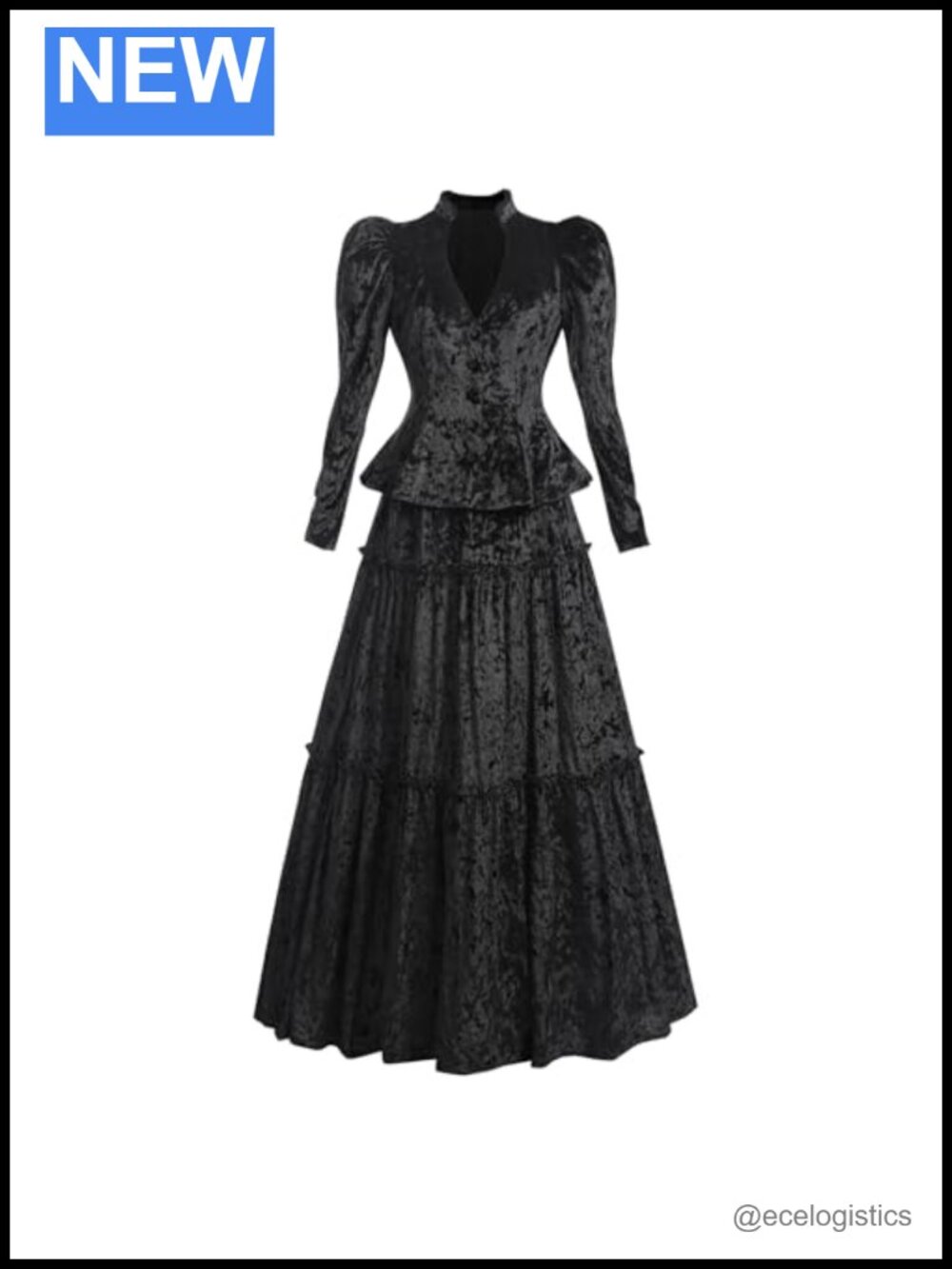 Women's Victorian Edwardian Costume 2 Piece Velvet Dress Skirt Set Renaissance
